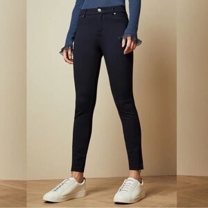 NWOT Ted Baker Skinny Zip Cuff Ponte Fioni Navy Blue Stretch Jegging Pants 1